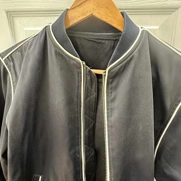 M.A.P. Navy Silk Bomber Jacket - Picture 10 of 11